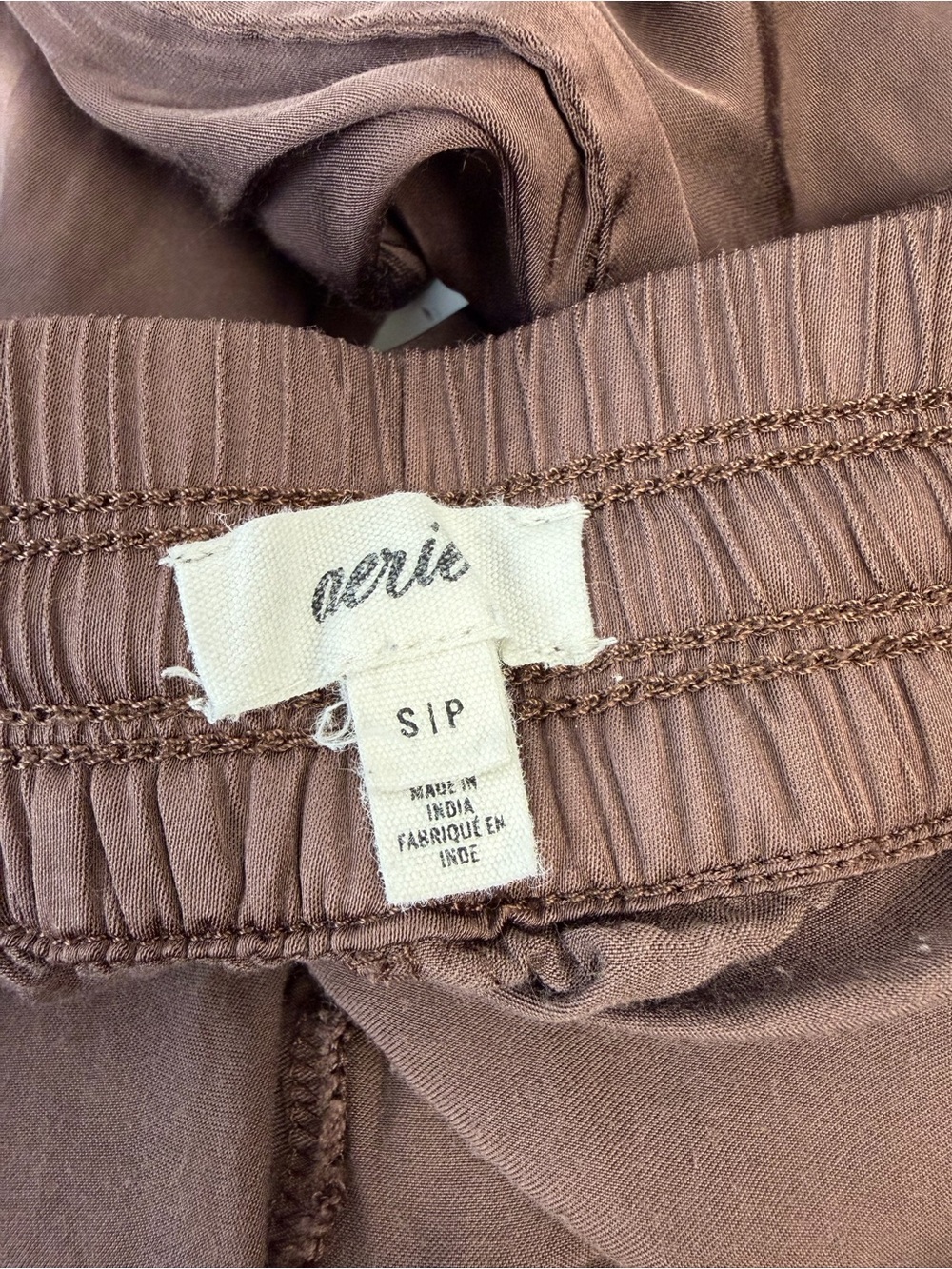 Aerie Brown Satin Jogger Pants, Small - Picture 4 of 5